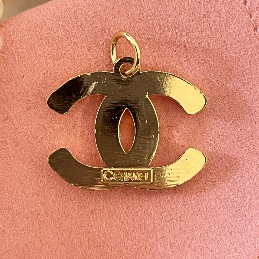 Gold Chanel Charm with Pink, Purple and Pearl Accents - Picture 6 of 10